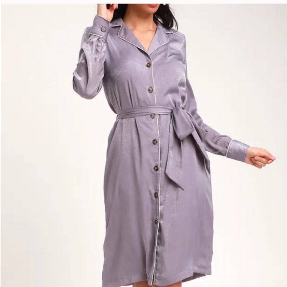 NWT Lulus Elise Lavender Satin Long Sleeve Robe